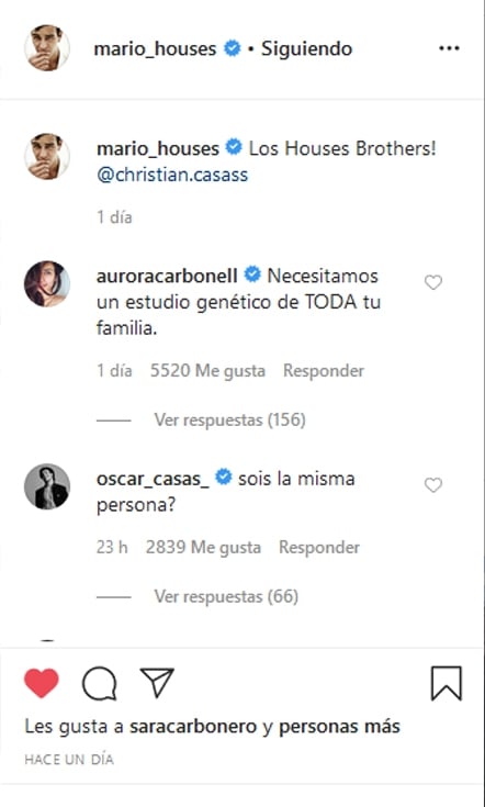 Mensaje de Oscar a Mario Casas