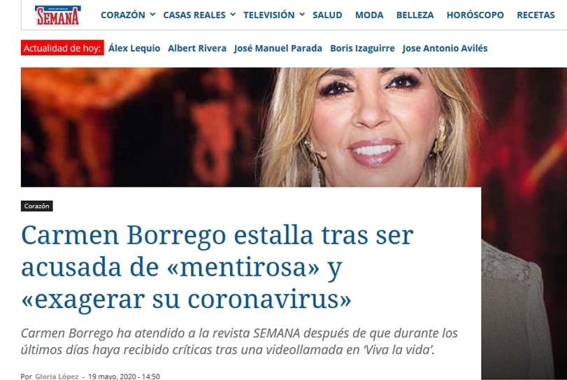 Carmen declara en revista Semana
