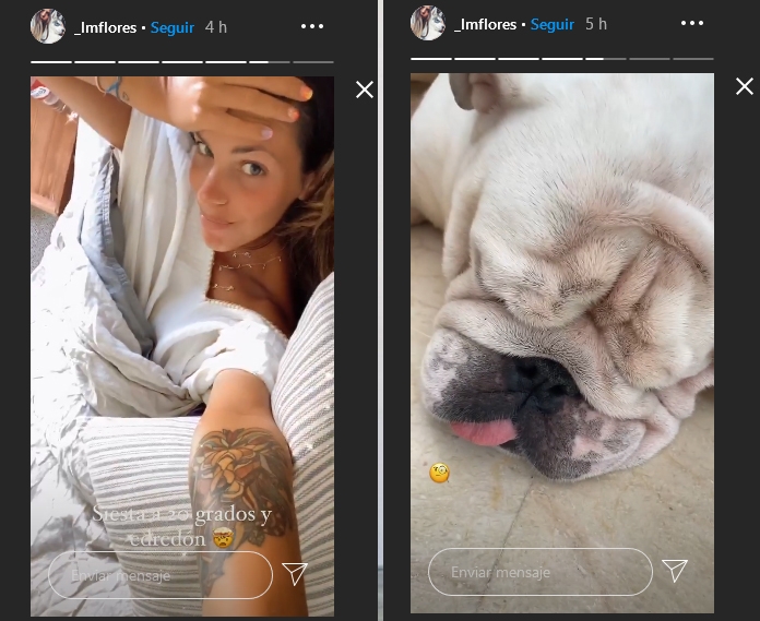 Laura descansando con su mascota