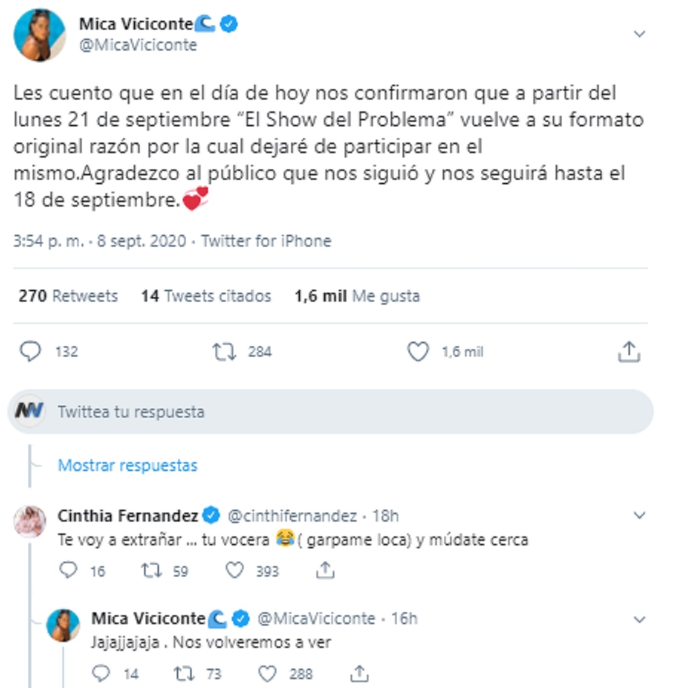 Cinthia Fernández despido3