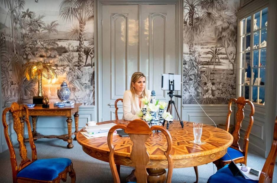 queen-maxima-delivers-keynote-speech-at-unga-digital-conference-g7-partnership-for-women-s-digital-financial-inclusion-in-africa-from-her-office-at-royal-palace-huis-ten-bosch