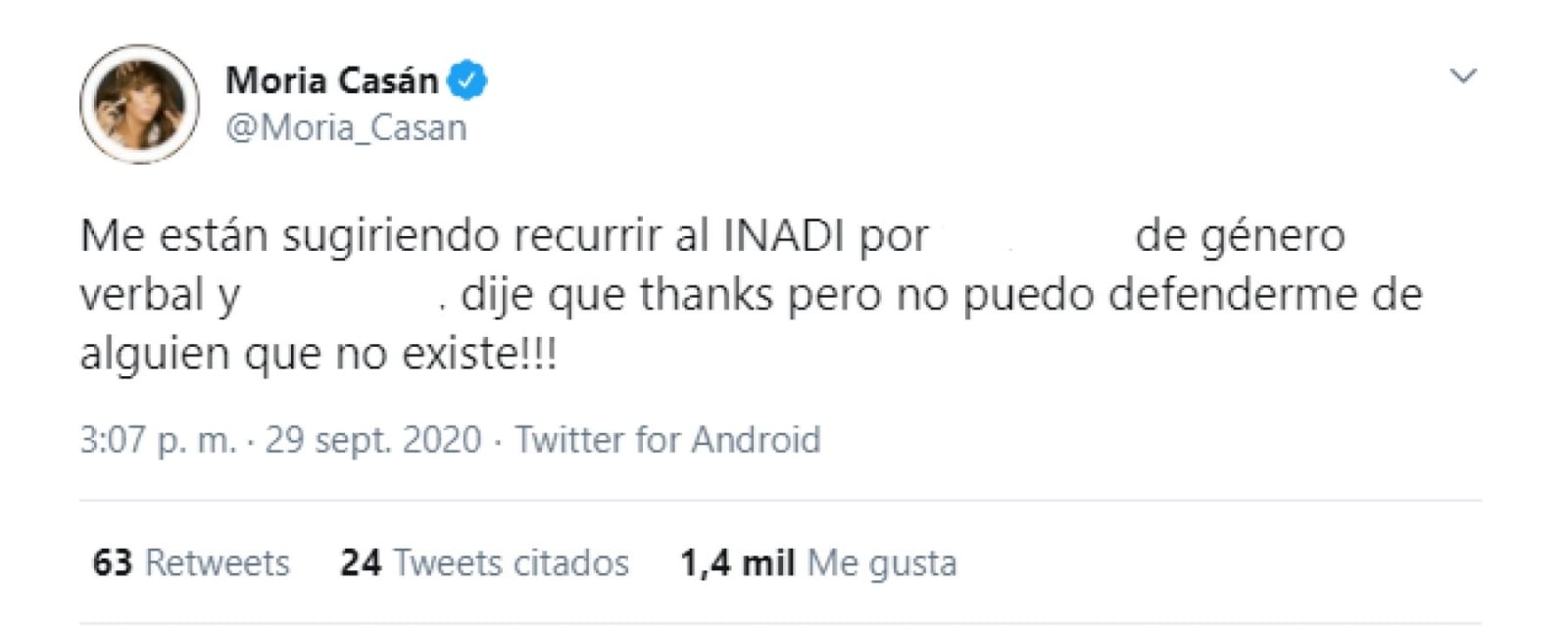 MORIA TWEET