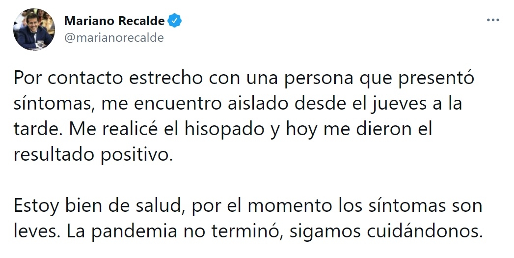 mariano recalde coronavirus