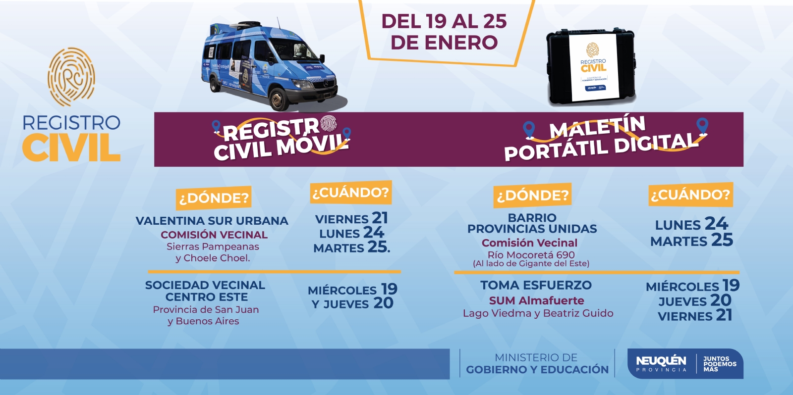 Cronograma Registro Civil Móvil 19- 25