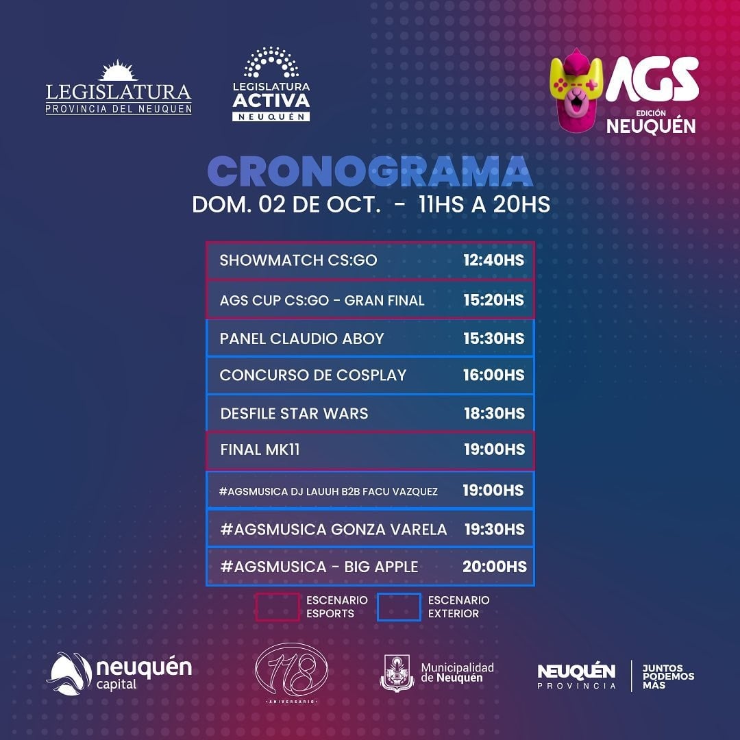 Cronograma Argentina Game Show en Neuquén 1