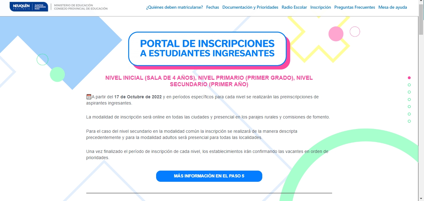 Portal de Inscripciones a Estudiantes Ingresantes Neuquén