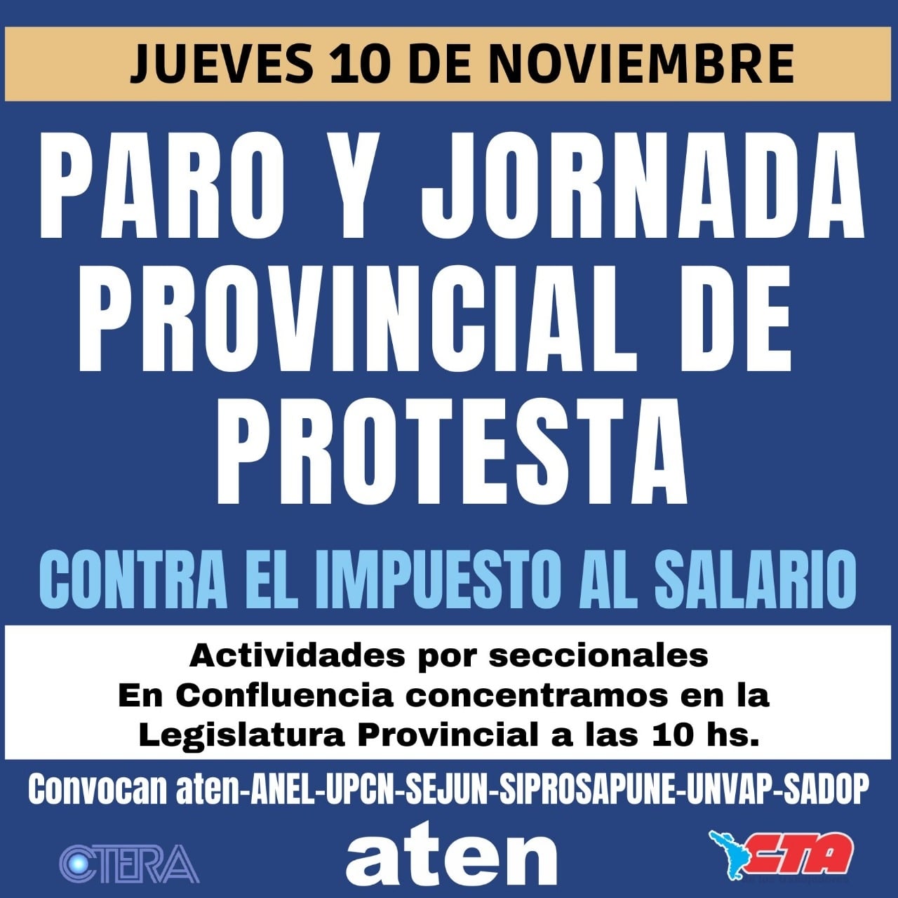 Convocatoria a paro de ATEN