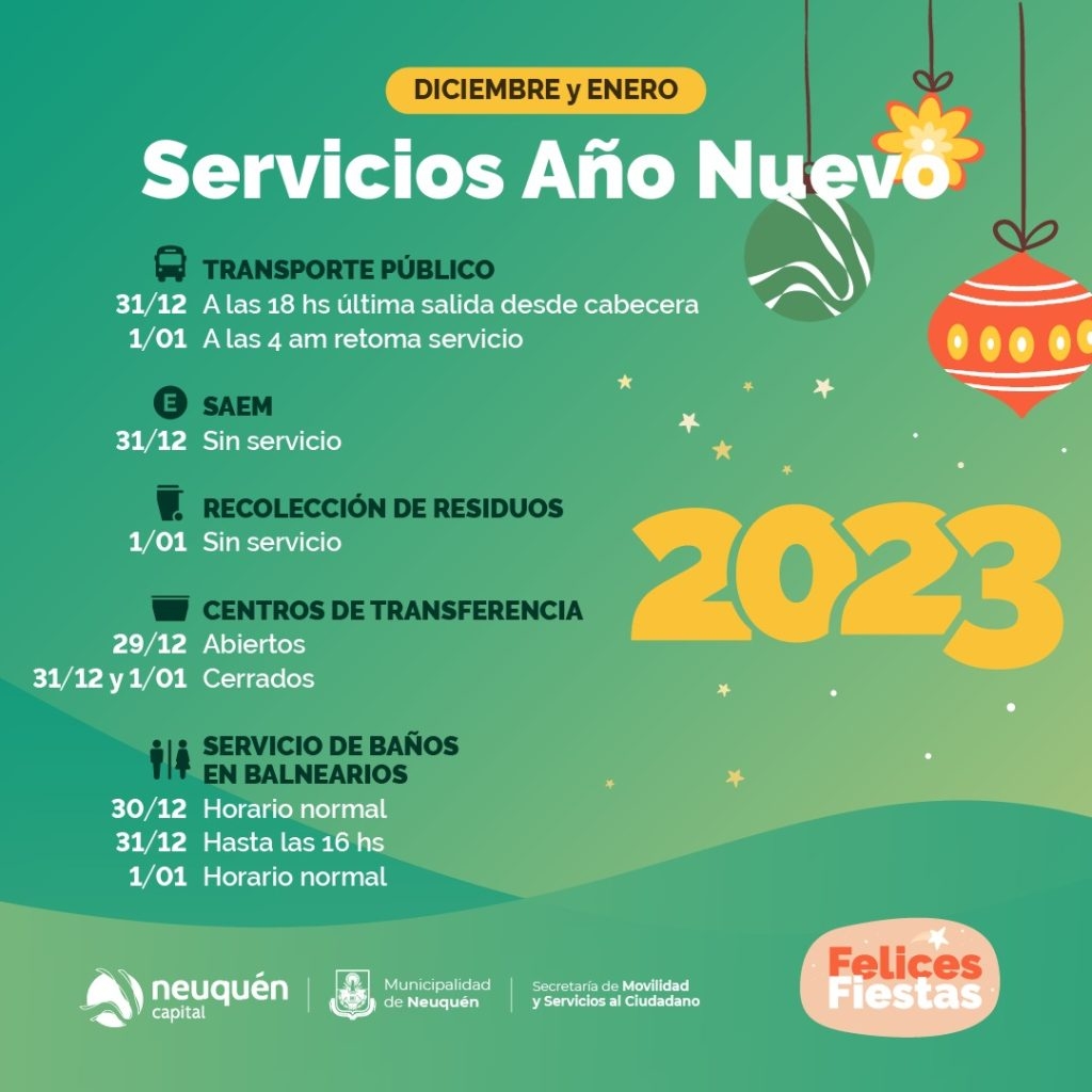 Servicios de Año Nuevo en Neuquén capital