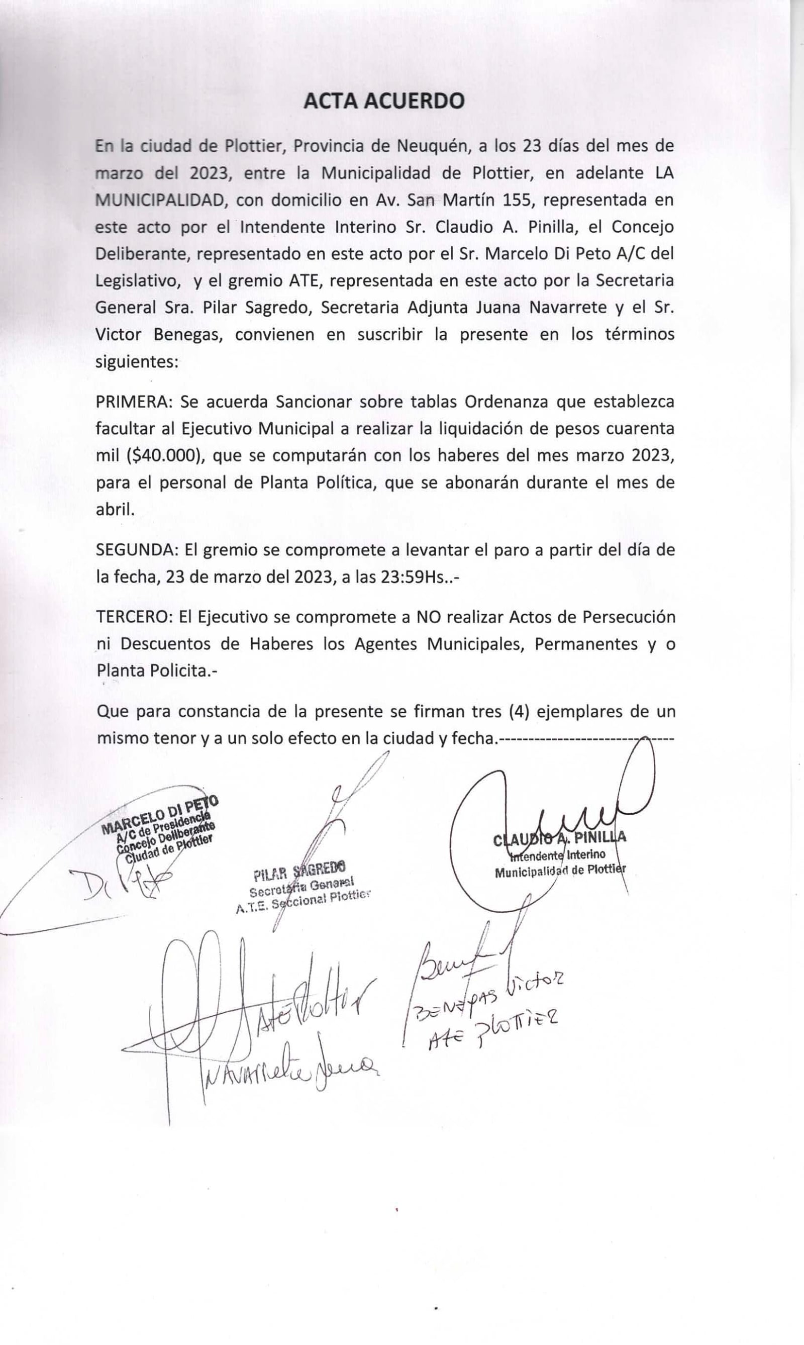 Acta Acuerdo