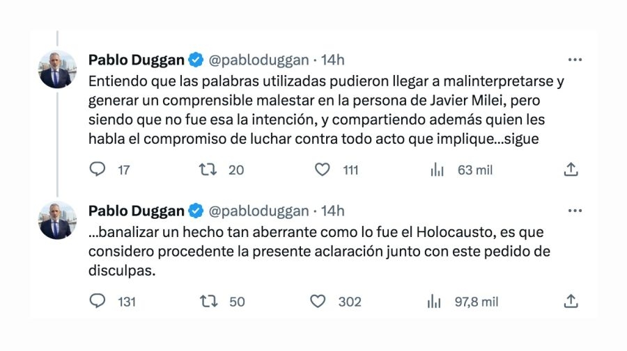 pablo-duggan-se-disculpo-publicamente-con-javier-milei-por-haberlo-relacionado-al-nazismo-no-fue-esa-la-intencion-1656846