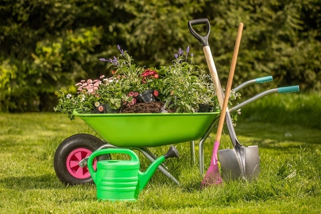 carretilla-cesped-verde-plantas-primavera-herramientas-jardineria-concepto-fondo-jardineria_419829-3