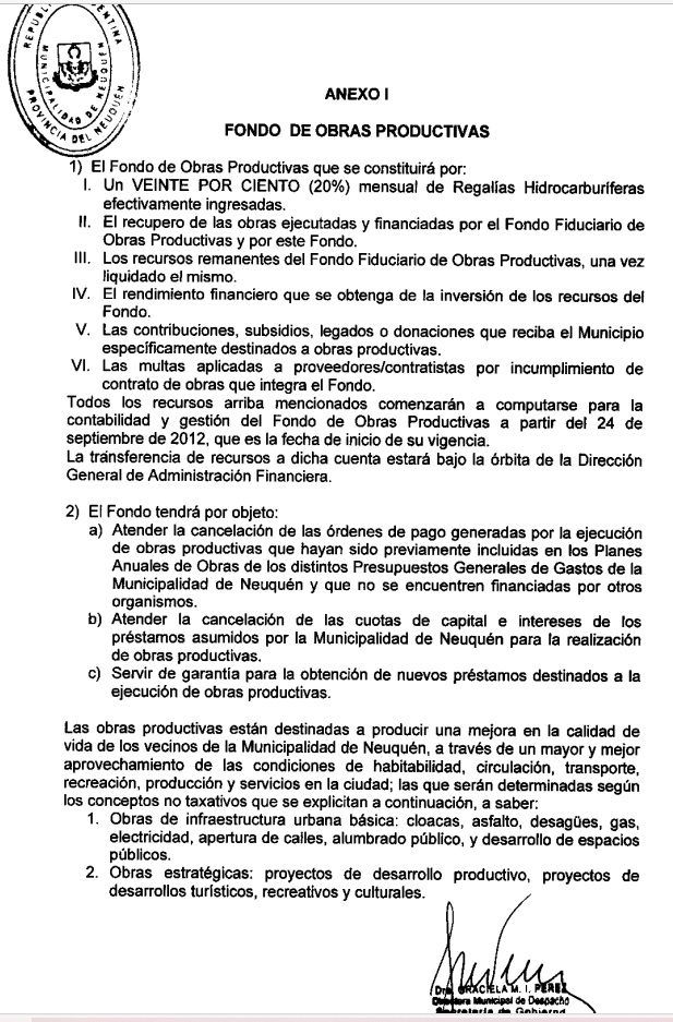 FONDO DE OBRAS PRODUCTIVAS