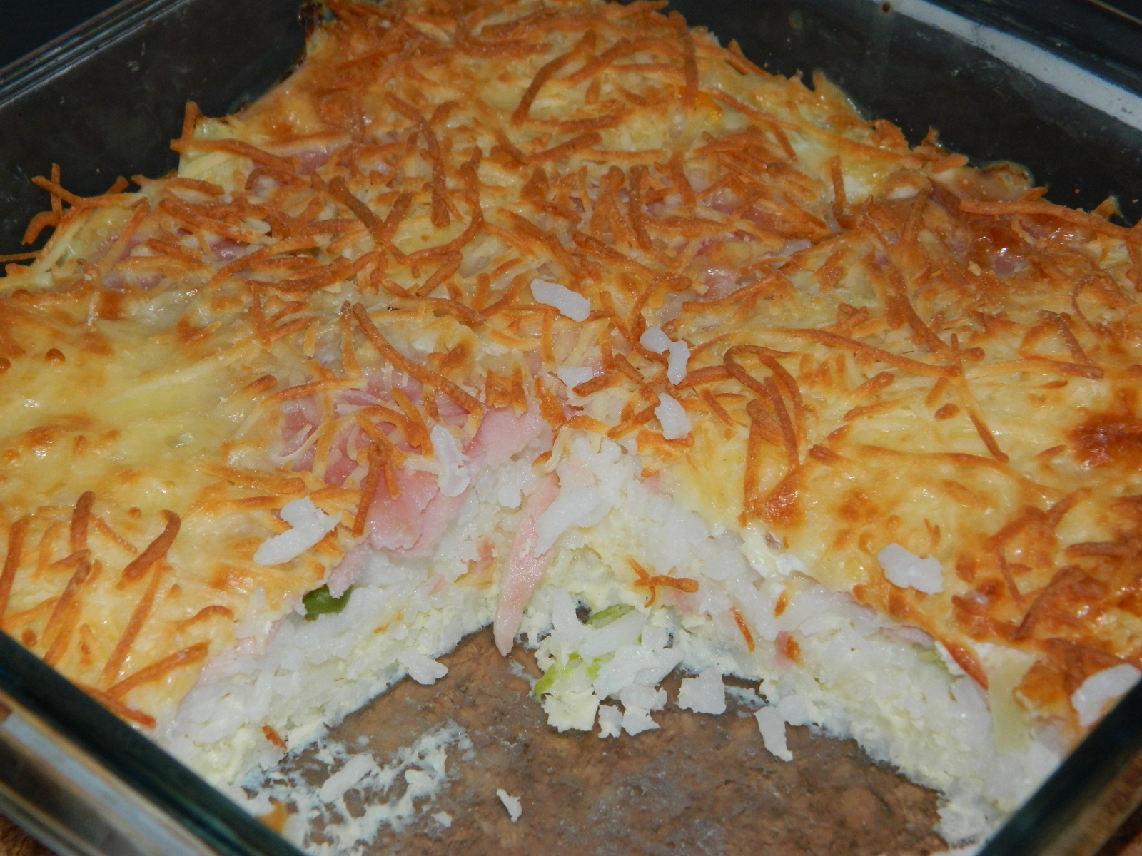 Arroz con jamón y queso