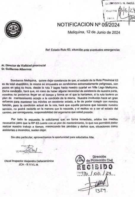 nota de los bomberos