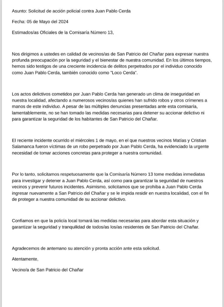 nota echen a cerda