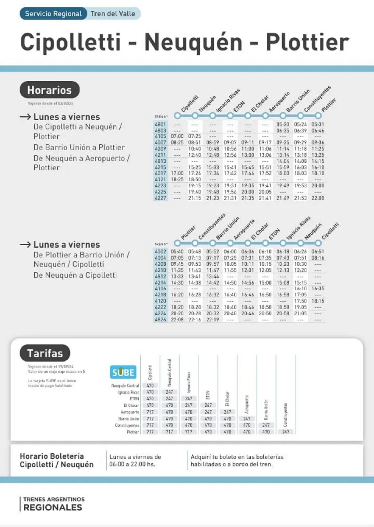 horarios del tren del valle