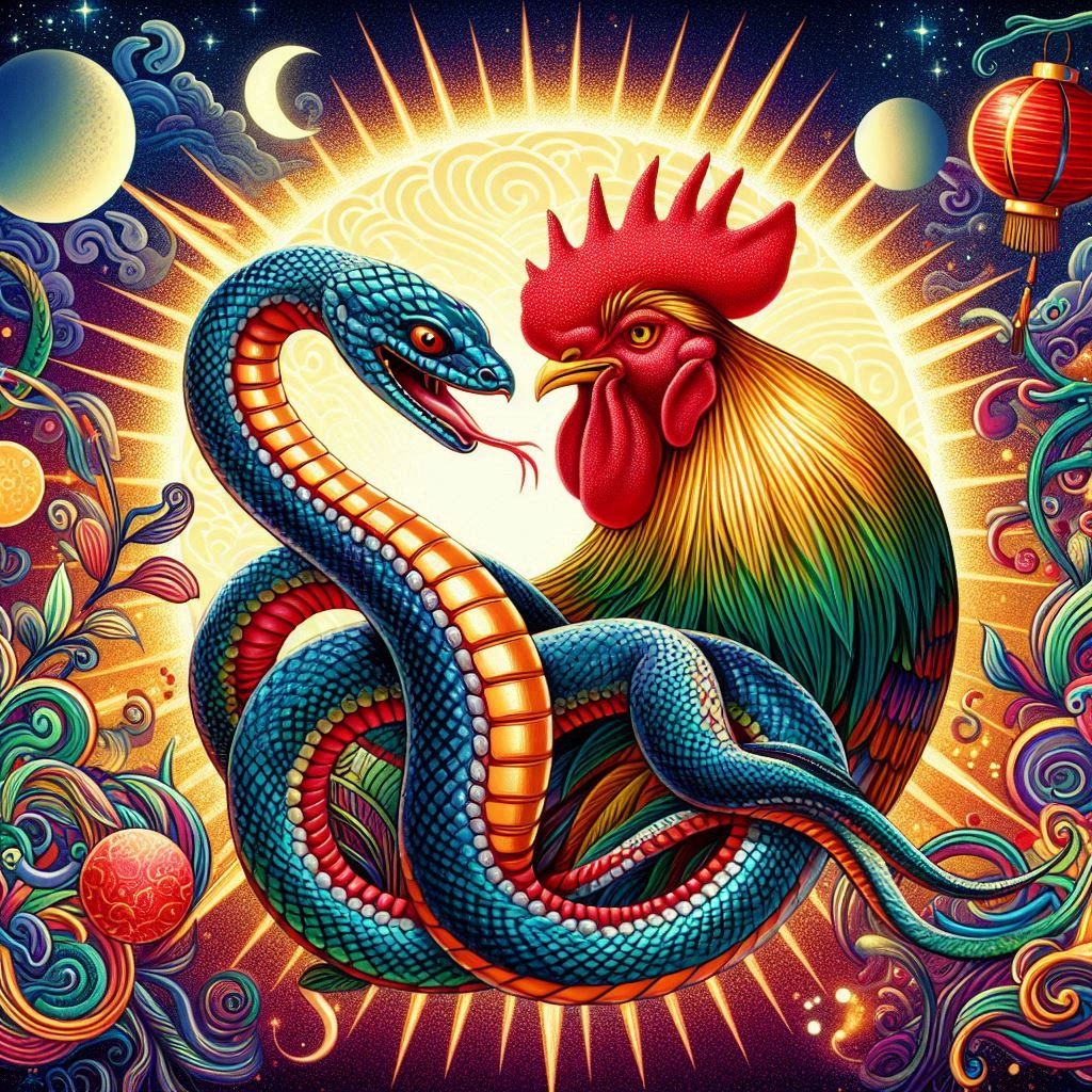 serpiente y gallo