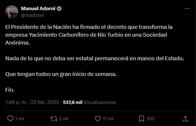 milei-decreto-la-transformacion-del-yacimiento-carbonifero-de-rio-turbio-en-una-sociedad-anonima-20250223-1972732
