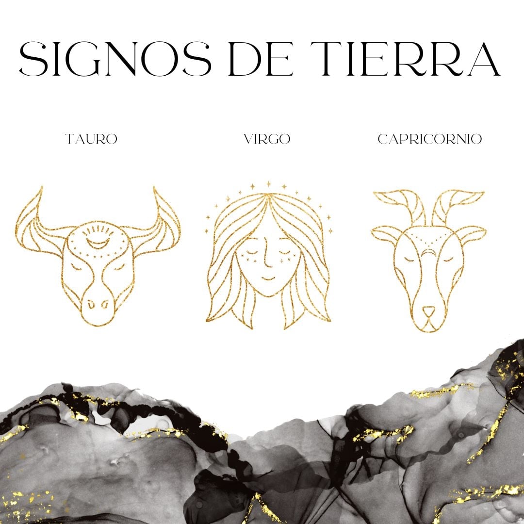 Post Instagram Horóscopo signos de tierra Blanco Dorado negro