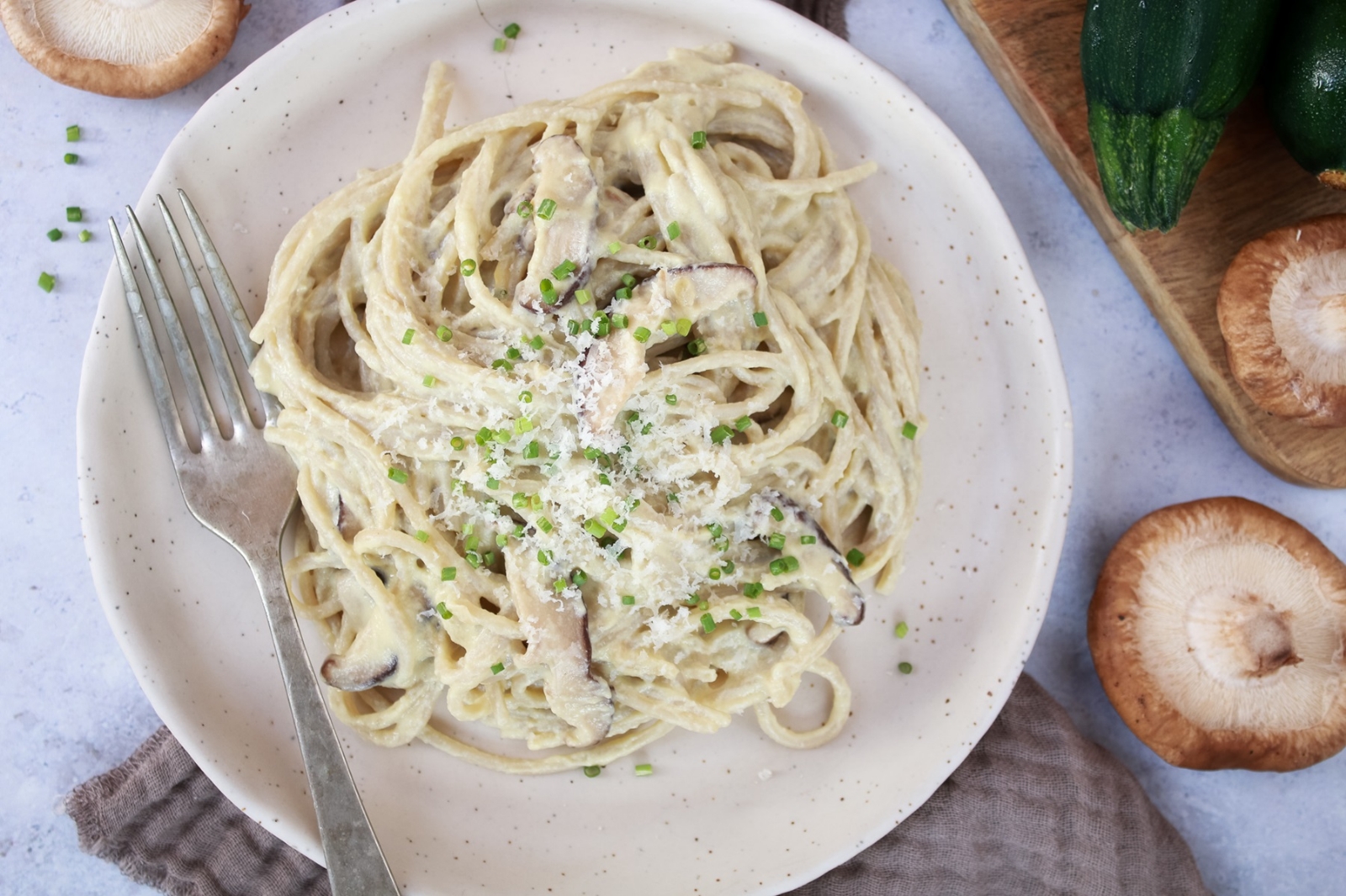 Pasta-cremosa-con-calabacin-y-setas-3