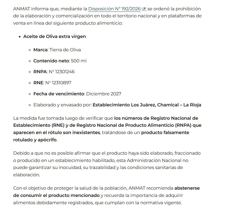 la alerta de anmat