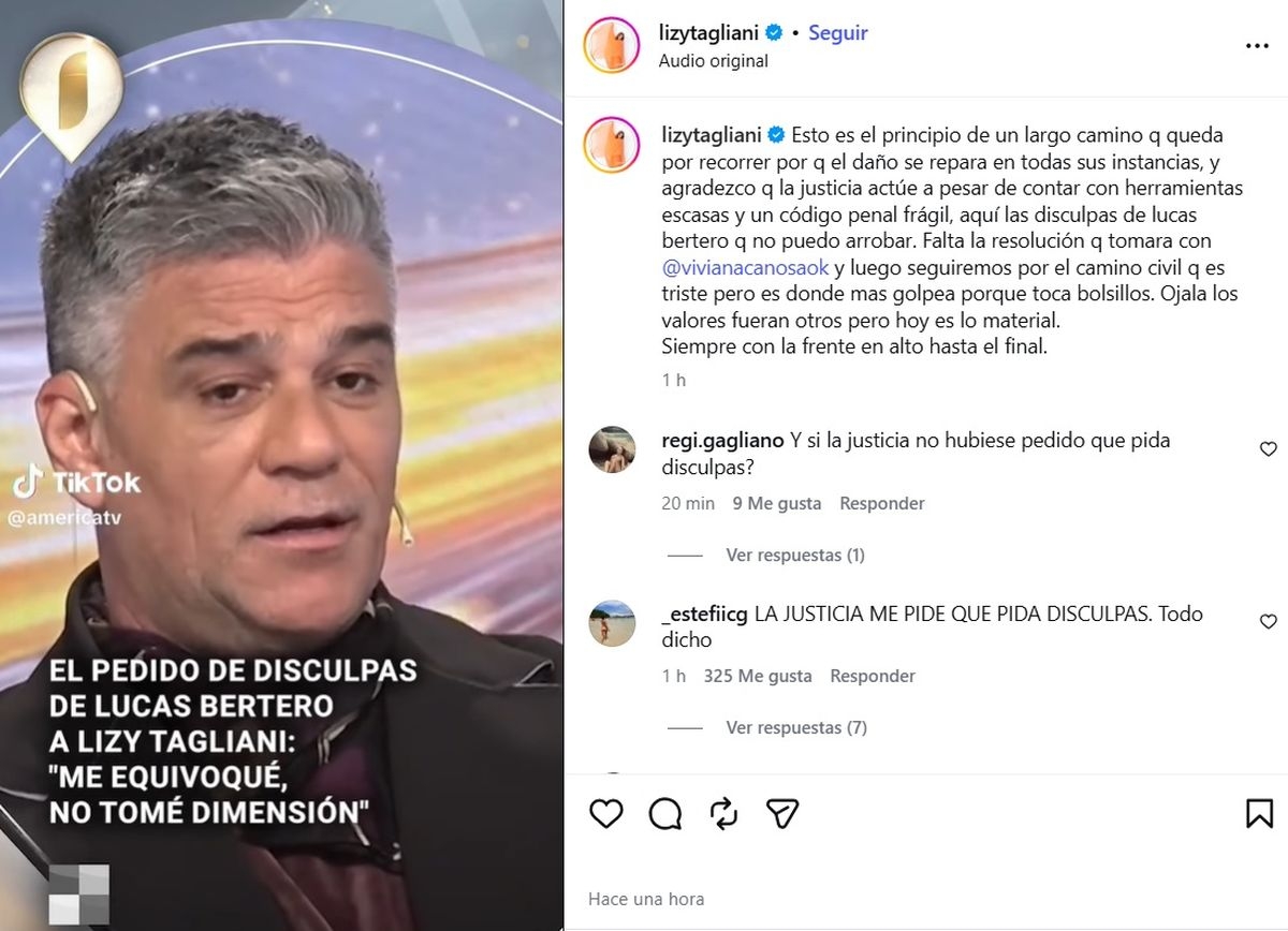 lizy-tagliani-reaccion-las-disculpas-publicas-lucas-bertero