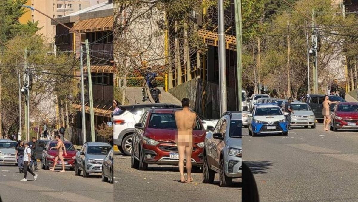 Hombre desnudo en el centro neuquino. Fuente (Redes sociales)