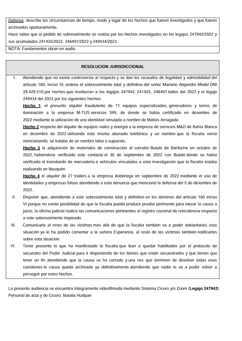Medel sobreseimiento 2